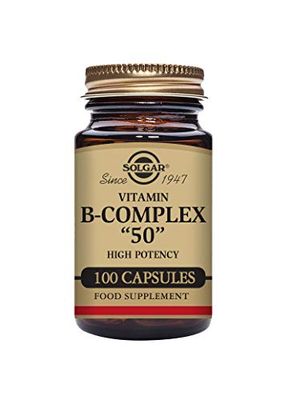 Solgar Vitamin B-Complex 50 High Potency - Supports Mental Performance - Reduces Tiredness & Fatigue - Vegan - 100 Vegetable Capsules