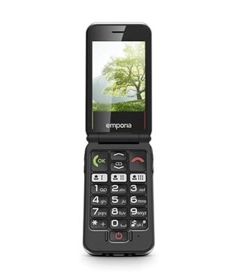 emporia JOY 2G, telefon komórkowy dla seniorów z 2 G, składany telefon komórkowy bez umowy, telefon komórkowy z przyciskiem alarmowym, wyświetlacz 2,8", czarny