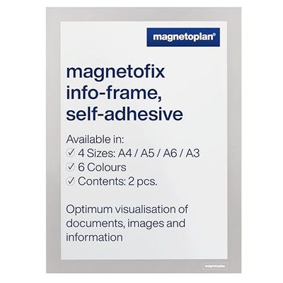 magnetofix Self-Adhesive Information Frame, A4, Silver, Pack of 2