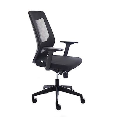 Rocada Ergonomische bureaustoel met regulering van de lumbale wervelkolom, bureaustoel voor computer, comfortabel en draaibaar, zwart
