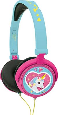 Lexibook Unicorn Stereo Hoofdtelefoon, kinderveilig, opvouwbaar en verstelbaar, Roze/Blauw HP017UNI