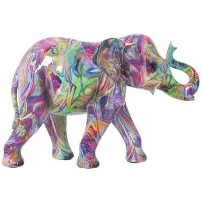 Alexandra House Living Figura Decorativa Multicolor Plástico Elefante Pintura 13 x 21 x 29 cm