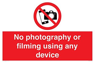 Nessuna fotografia o riprese utilizzando alcun dispositivo Sign - 600x400mm - A2L