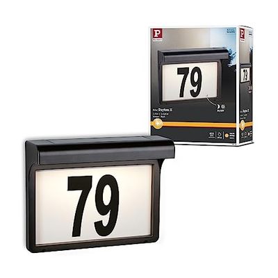 Paulmann 95388 Lampada da esterni LED solare luce per l’illuminazione di numeri civici Dayton II IP44 angolare incl. 1x0,05 Watt nero plastica 3000 K