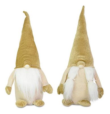 Riffelmacher 70546- Gungel stående av tyg, 1 st, storlek 13 x 35 cm, 2-faldigt sorterad med skägg/flätor, inget urval av motiv möjligt, ljusbrun beige, vacker dekoration till jul eller advent