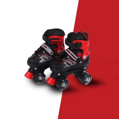 Endless EL1029 Patins à roulettes réglables Taille Moyenne 34 EUR (UK 1,5) – 38 EUR (UK 5) pour 6 à 12 Ans | Rouge | Châssis Solide et Roues à Quatre Flashing en PU 70 mm | Roulements ABEC 7