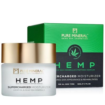 Pure Mineral - Supercharged Hemp Moisturizer - Dead Sea Minerals, Hemp Oil, Intense Hydration, Anti-Aging - Silicone-Free, Sulfate-Free, Paraben-Free - 50ml