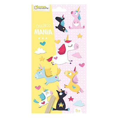 Avenue Mandarine - A transfer bag for children - Unicorns - including 2 transfer sheets and 1 wooden stick - Decalco Mania CC061C