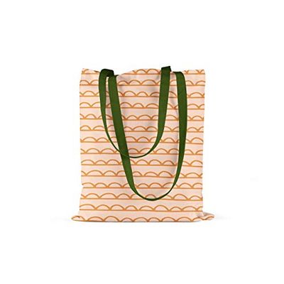 Bonamaison, 100% Katoen Bedrukte Draagtas, Herbruikbare Boodschappentas, Boodschappentas, Milieuvriendelijk, Opvouwbaar, Canvas Stoffen Tas Met Groene Handvatten, 34X40 Cm - Vervaardigd in Turkije