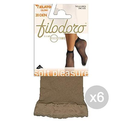 Filodoro Set 6 Calzino Diametro 20 Glace Corto Velato Soft Calze Collant da Donna, Multicolore, Unica