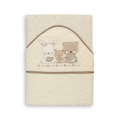 Interbaby 01080-05 Baby ręcznik kąpielowy z kapturem LOVE beżowy, beżowy