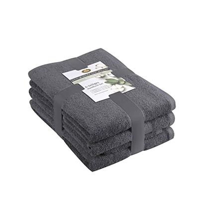Gözze - Set di Asciugamani in Spugna, 2 Asciugamani per le Mani (50 x 100 cm), 2 Asciugamani da Bagno (70 x 140 cm) e 2 Asciugamani per gli Ospiti (30 x 50 cm), 100% Cotone - Antracite
