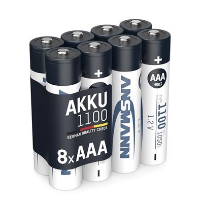 Ansmann 5035232-590 - Micro, tipo AAA 1100 mAh pilha altamente capacitiva profissional/multifuncional, foto digital, 8 unidades