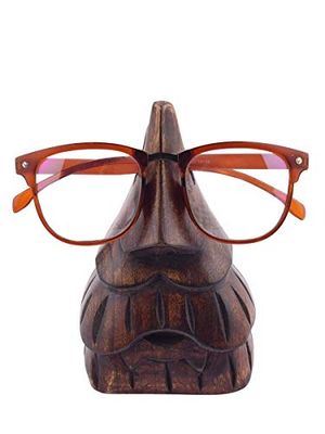 Ajuny Wooden Spectacle Holder Eyeglass Stand Home Office Table Decorative Gift Items (Nose Shape2)