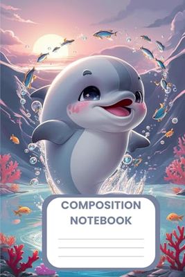 Cute Dolphin Composition Notebook - College Ruled - Adorable Ocean Animal Journal - 120 Pages, 6"x9"