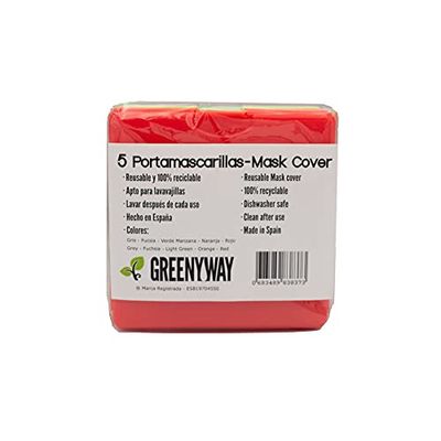 Greenyway Pack 5 Porta mascarillas Gris, Fucsia, Verde Manzana, Naranja y Roja