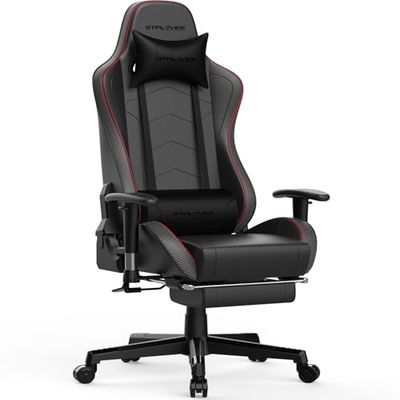 GTPLAYER Chaise Gamer avec Repose-Pieds, Haut-Parleur Bluetooth, Ergonomique, pour Bureau, Ordinateur, avec Dossier réglable, Charge maximale : 150 kg, Noire