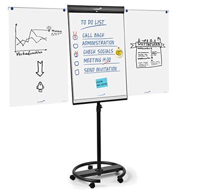 Legamaster Lavagna a fogli mobili triangolari universale – Superficie magnetica e lavabile a secco (68 x 105 cm) – Base rotonda – Nero – ideale per riunioni e brainstorming