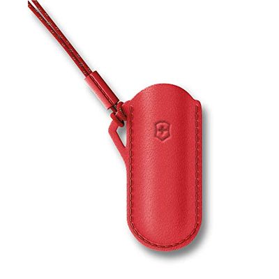 Victorinox Etui en cuir, avec dragonne, Accessoires pour Couteau de Poche Suisse Mini, Multifonction, Rouge