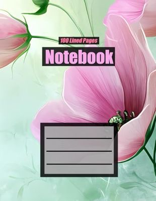 Creative Africa Space's Pink Water Color Flowers Cover Notebook, 100 Lined Pages, 8.5' x 11': For work, study, journaling, note taking, and whatever else you want to write.