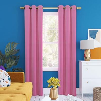 Sun Zero Halton Bright Vibes Total Blackout Grommet Curtain Panel, 40" x 96", Pink