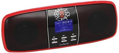 Lexibook MMB200SP - Altoparlante Portatile Spiderman, Design 3D, Schermo LCD, Jack Audio, Cavo USB, Nero/Rosso
