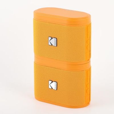 AgfaPhoto Kodak SOUNDBRIX 2 stuks draagbare draadloze luidsprekers – verbinding tot 100 luidsprekers – magnetisch dock en krachtig geluid 5 W – 3 uur looptijd – oranje