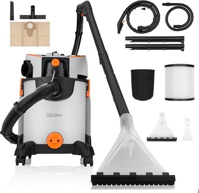 ZEEGMA Zonder Wash Aspirateur Laveur 1400W avec Filtre HEPA, Réservoir 4L, Fonction Soufflage, Accessoires Multiples pour Maison et Voiture