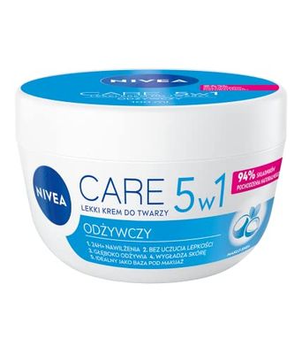NIVEA Care 5 in 1 Crema viso idratante leggera nutriente, 100 ml