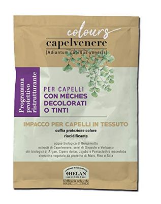 Helan Capelvenere Colours - Hair Mask in Tissue, Re-Acidifying Colour Protection Cap with Argan Oil, Corn, Rice & Soya Proteins, Hair Mask for Bleached, Dyed Hair to Enhance Hair Colour, Made in Italy