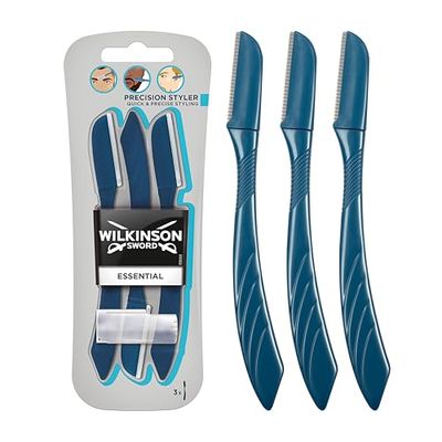 WILKINSON SWORD Barber's Style Precision Styler for Men, Pack of 3, For Facial & Eyebrow Hair Remover, Premium Quality Blades, With Cap For Precise Styling,