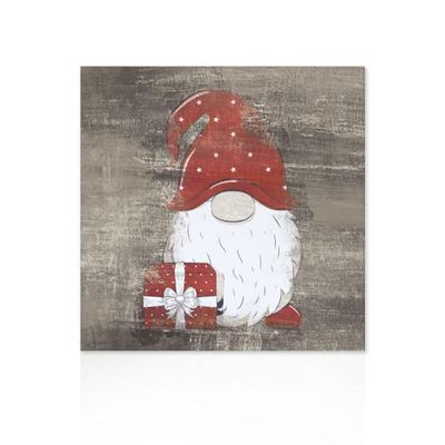 Declea Gnomo - Cuadro para colgar con decoración de Navidad (40 x 40 cm)