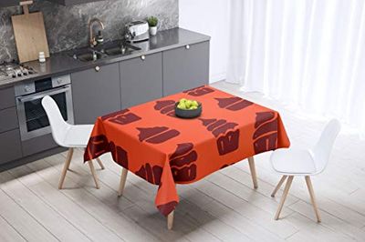 Bonamaison Kitchen Decoration, Tablecloth, Orange Bordeux, 140 x 140 Cm - Designed and Manufactured in Turkey
