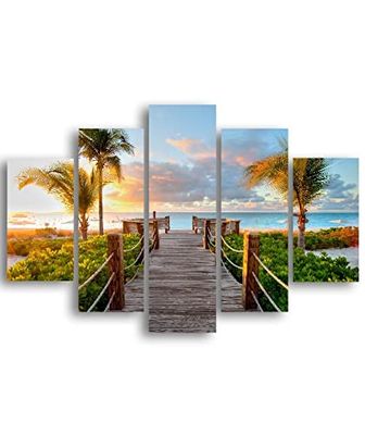 Homemania Plaatbord brug 5 natuur en landschappen voor woonkamer, meerkleurig, 95 x 0,3 x 60 cm, HM205MDF004, MDF