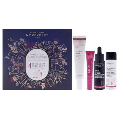 Plumping and Anti-Aging Set by Novexpert for Women – 4 pezzi 1,6oz Micellar Water with Hyaluronic, 1oz Ialuronico Acid Booster Serum, 1,35oz The Repulp Cream, 0,27oz Plumping Lip Care