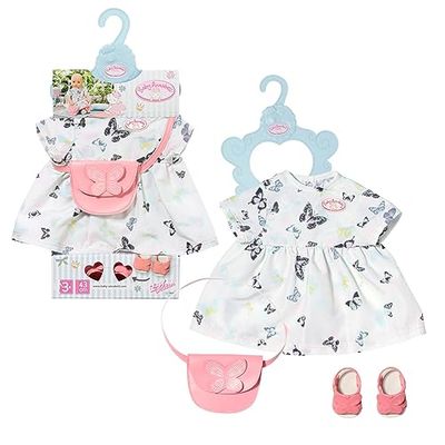 Baby Annabell Deluxe Butterfly Dress - to Fit 43cm Baby Annabell Dolls - Deluxe Set Includes Beautiful Dress, Bag, Sandals and Clothes Hanger - Suitable for Children Aged 3+ Years - 706701 Multicolor