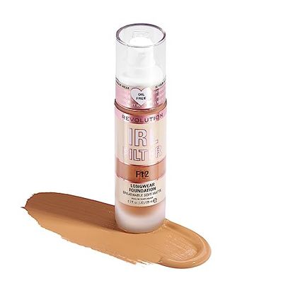 Makeup Revolution, Fondotinta a lunga tenuta con filtro IRL, copertura da media a completa, F12, 23 ml