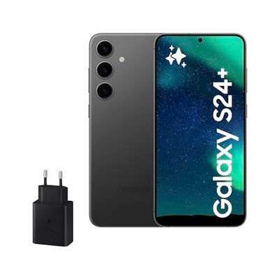Samsung Galaxy S24+ y Cargador 45W, Móvil con IA, Smartphone Android, 12GB RAM Más Rápida, 256GB Almacenamiento, Cámara 50MP, Gran Pantalla, Batería Larga Duración, Negro Onyx (Versión Española)