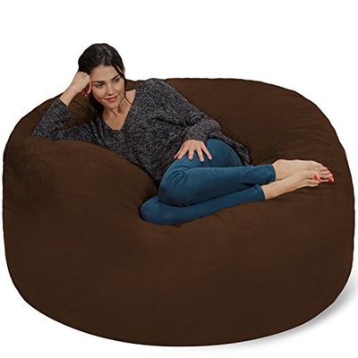 Chill Sacks Bean Bag Stoel: Giant Memory Foam Meubeltassen en Grote Luier - Grote Bank met Enorme Water Resistant Zachte Micro Suede Cover - Chocolade, 5 Voeten