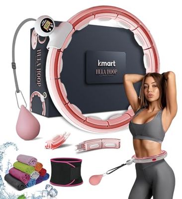 Anello Hula con cerchi intelligenti, Hula Circle staccabile per fitness con 360 gradi di massaggio con sfera di rotazione automatica, ginnastica, fitness per adulti per perdita di peso (rosa)
