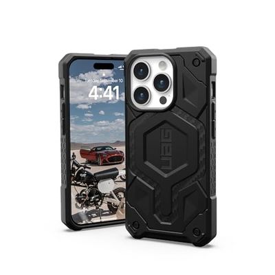 Urban Armor Gear Monarch Pro Custodia protettiva compatibile con Apple iPhone 15 Pro [compatibile con ricarica Wireless/ricarica magnetica, protezione a 5 strati] Carbon Fiber