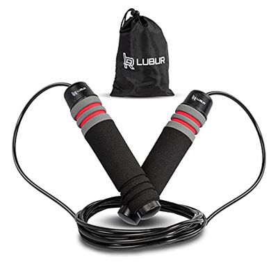 Lubur Sport hopprep – hopprep med halkfritt och ergonomiskt handtag – individuellt anpassningsbart hopprep – högkvalitativt hopprep av stål inklusive transportväska