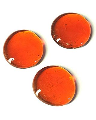 mesbilles - 250 GR Orange Loupe 14 Billes Plates - Galet en Verre 30 mm Cailloux en Verre décoratifs