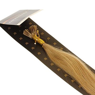 hair2heart 200 x mikroring I-spets förlängningar av äkta hår, 50 cm, 1 g slingor, slät – färg 10 råhbrun