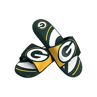 FOCO Green Bay Packers NFL Mens Gel Slides, Colorblock Big Logo, 13-14