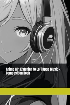 Anime Girl Listening to LoFi Kpop Music - Composition Book
