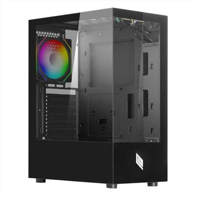 Noua Nexus P100 - Carcasa para PC Gaming ATX Mid-Tower, Ventilador LED ARGB 120 mm MB Sync, Panel Frontal y Lateral de Cristal Templado sin Marco, Negro