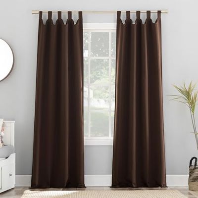 Sun Zero Easton Energy Saving Blackout Tab Top Curtain Panel, 40" x 63", Chocolate