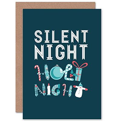 Wee Blue Coo CARD CHRISTMAS XMAS SILENT NIGHT SONG LYRICS GIFT