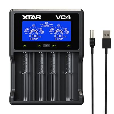 XTAR Men's VC4 4 USB-oplader, zwart